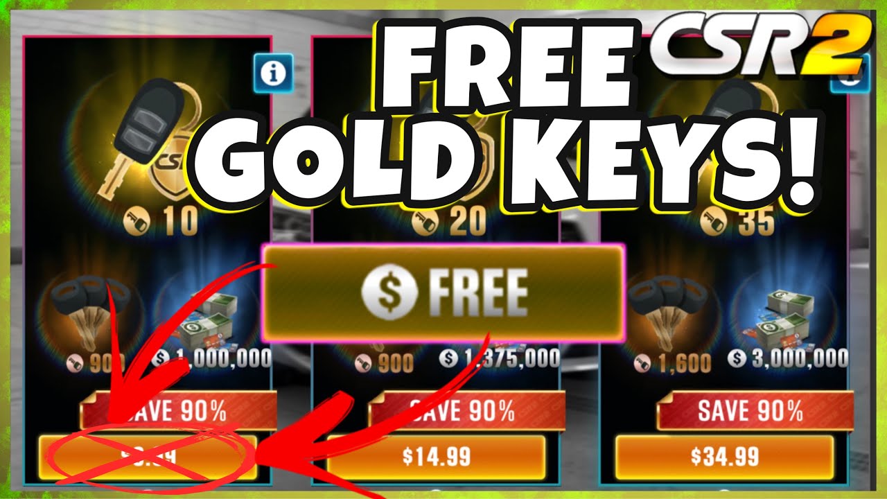 FREE GOLD KEYS! HOW TO GET FREE GOLD KEYS CSR2!! | CSR Racing 2