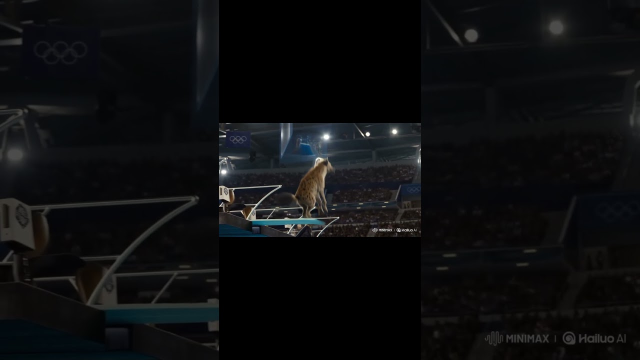 Olympic Champion Hyena's wild swimming jump stuns the crowd! 🏊🔥 #HyenaJump #WildlifeOlympics #