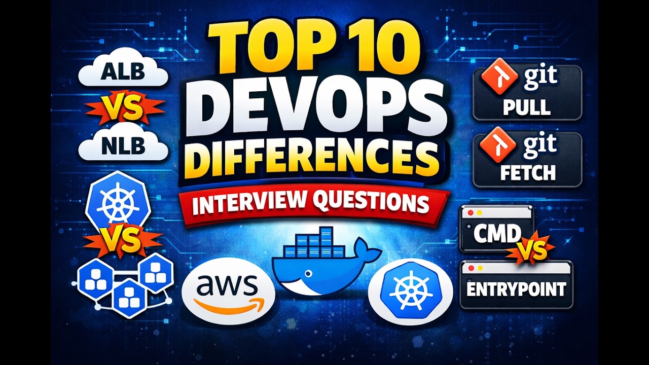 Top 10 DevOps Interview Differences Explained | AWS, Kubernetes, Docker & Git (2026)