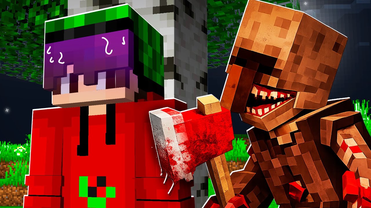 Sobreviví al ALDEANO CAZADOR en Minecraft