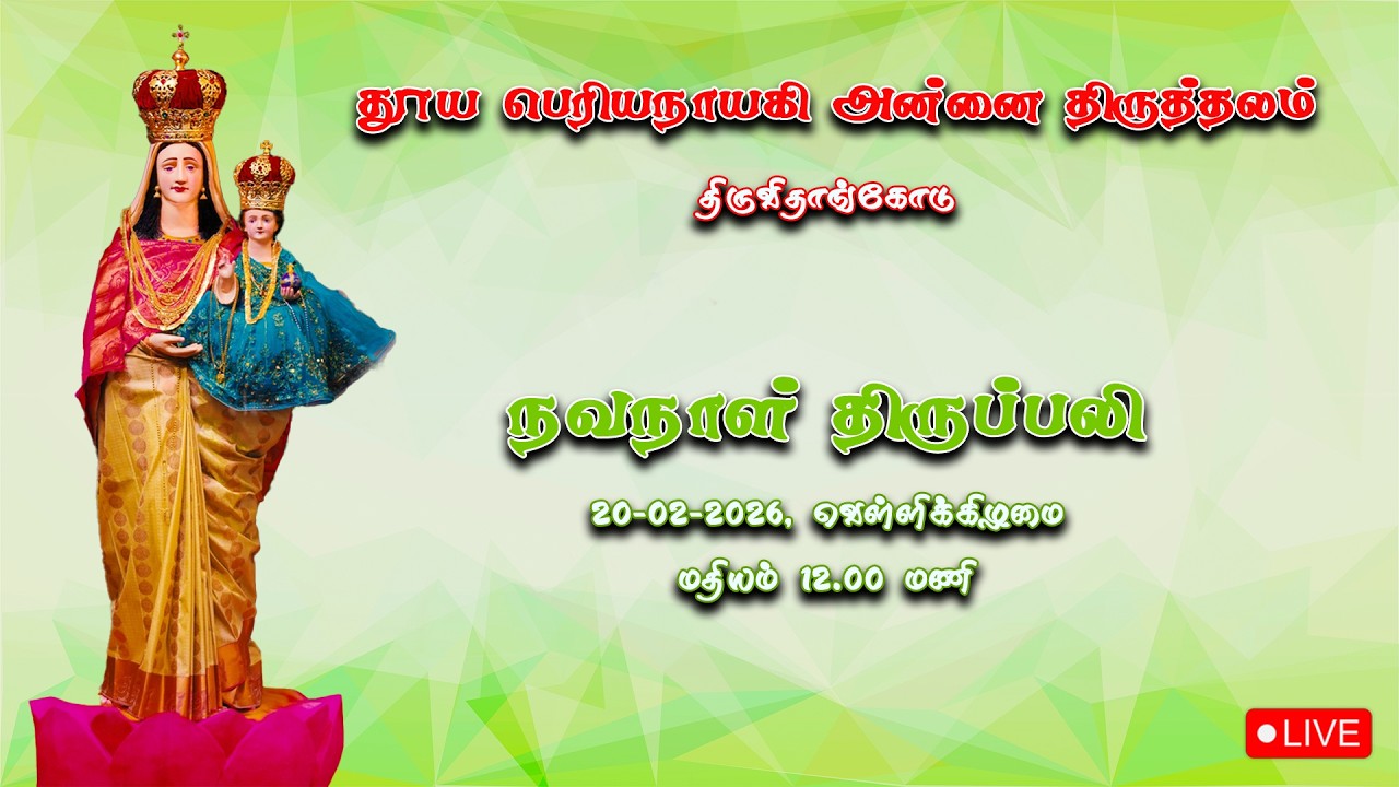 🔴 LIVE புனித பெரியநாயகி அன்னை திருத்தலம் , திருவிதாங்கோடு | நவநாள் திருப்பலி |  20-02-2026.