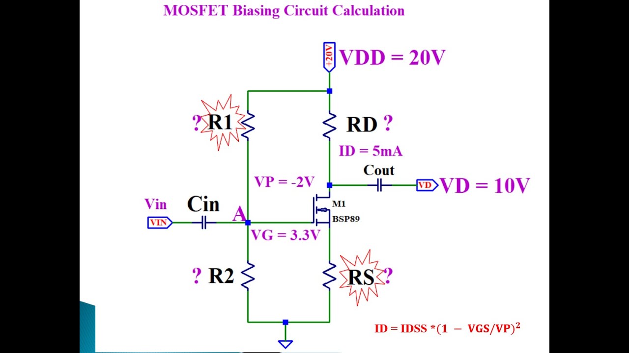 MOSFET Biasing Circuit Calculation - Step-by-Step with Updated Values  || Hardware Design ||