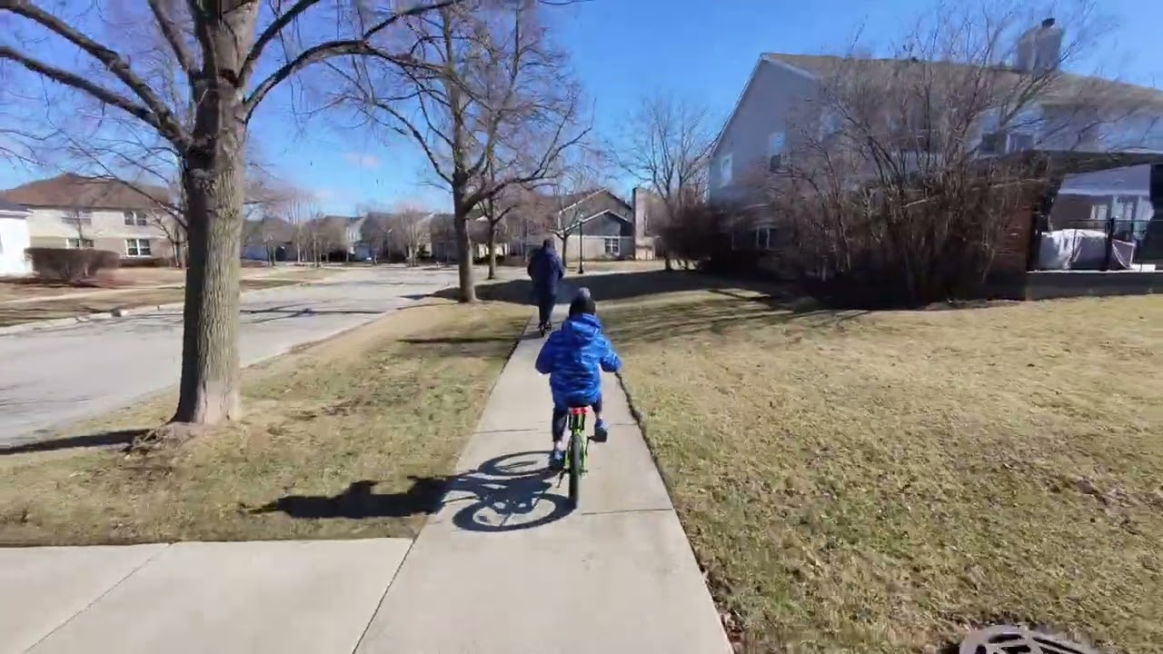 Fun ride around the neighborhood on the bike and scooter with the Hover drone on February 23, 2026