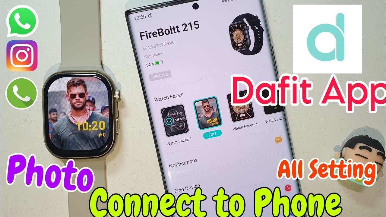 da fit smartwatch connect to phone | da fit watch how to connect | da fit app se photo kaise lagaye