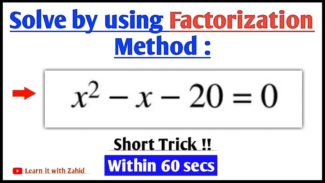 How to solve Quadratic Equation by Factoring || Factorization (Mid Term Break) Method - simple trick