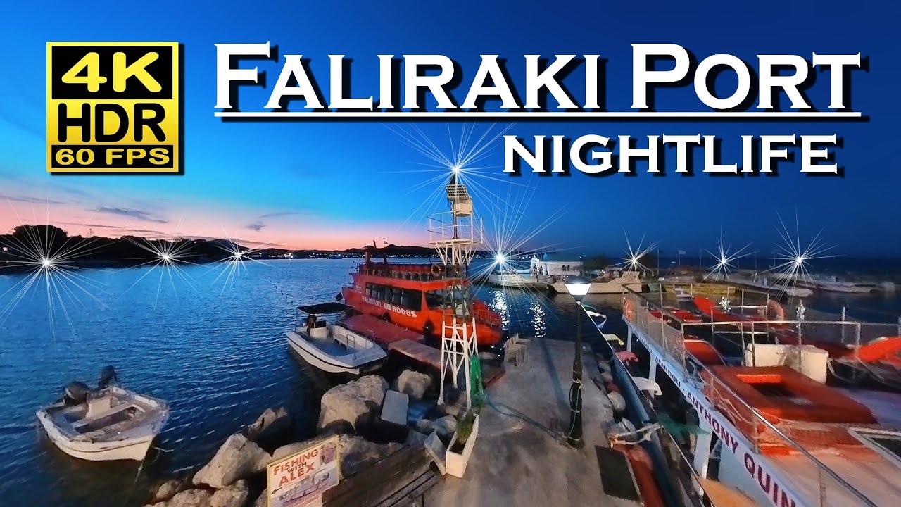 Faliraki Rhodes Nightlife | Port | Bars, Restaurants | 4K 60fps HDR 💖 The best places 👀 Walking tour