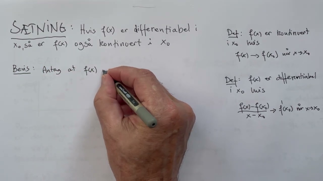 Hvis f er differentiabel i x0 saa er f ogsaa kontinuert i x0