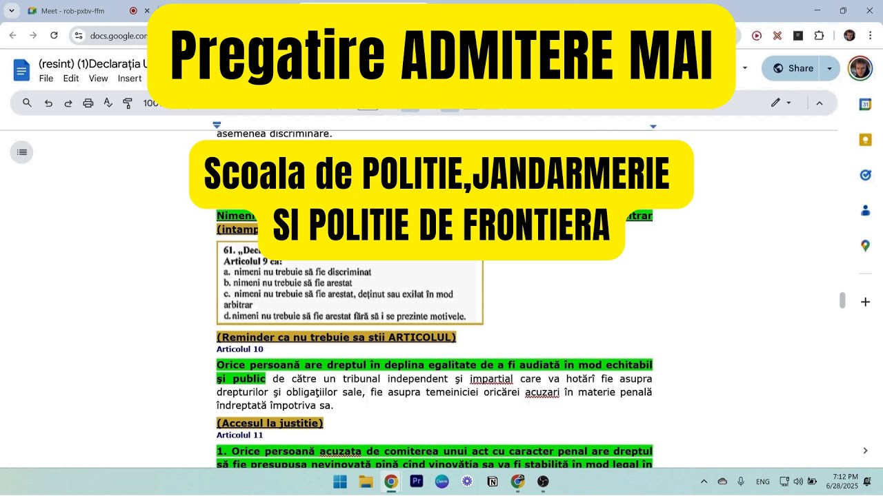 Pregatire la Legislatie, Ed. Civica si Logica - ADMITERE SCOLI MAI (Declaratia Universala)