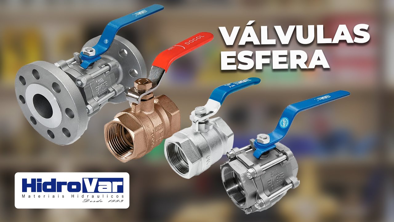 Tipos de Válvulas Esfera em latão, bronze, aço carbono ou inox para aplicações em redes industriais