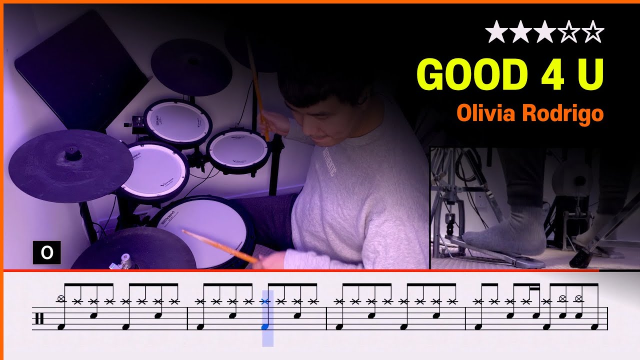 [Lv.08] Good 4 U - Olivia Rodrigo (★★★☆☆) Pop Drum Cover with Sheet Music