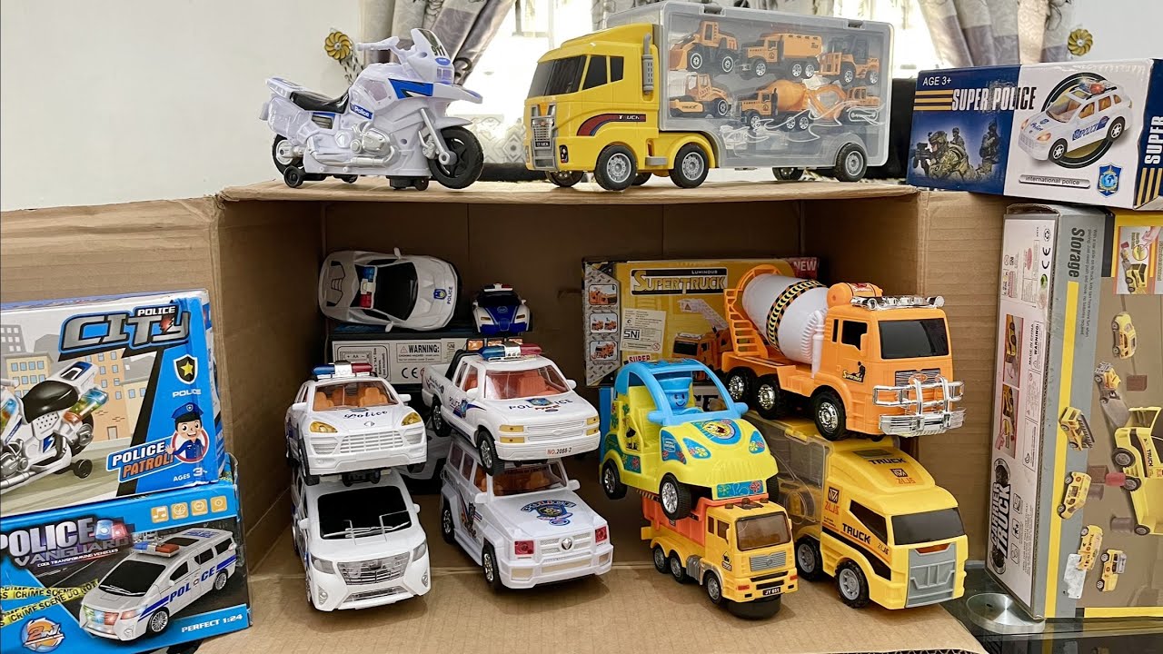 Mobil Mobilan Polisi dan Konstruksi, Police Car Toys and Construction Truck