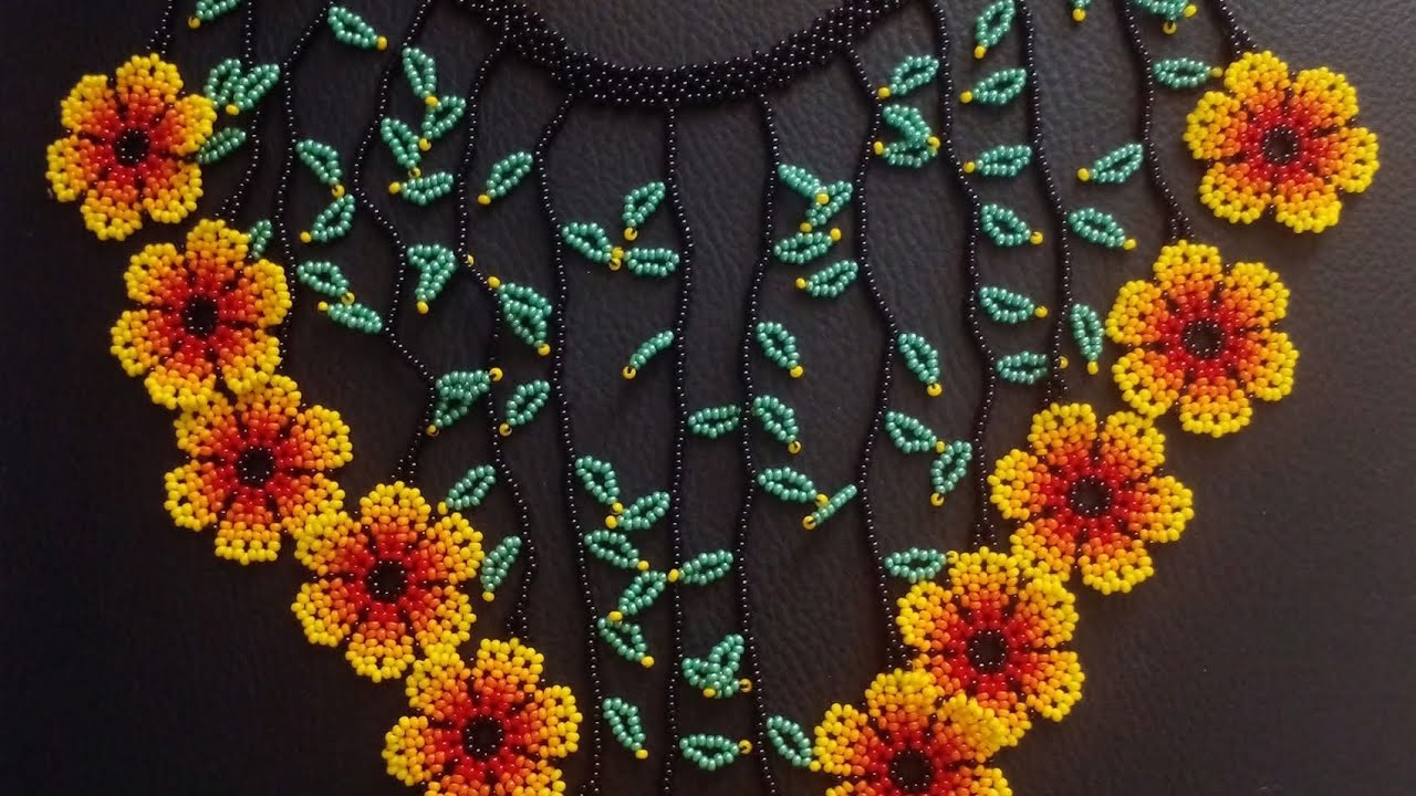 Collar cascada de flores💐con mostacillas checas ¿Cómo realizarla? PARTE #1 