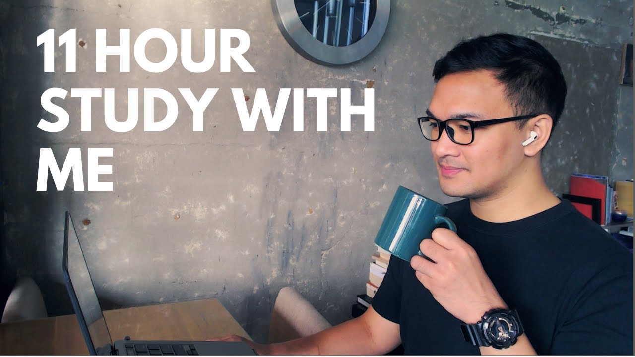 11 HOUR STUDY WITH ME. Background noise, No breaks, No music