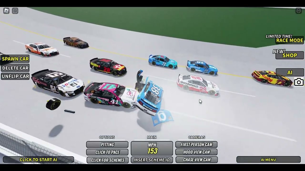 Roblox Nascar AI crashes at Talladega 2