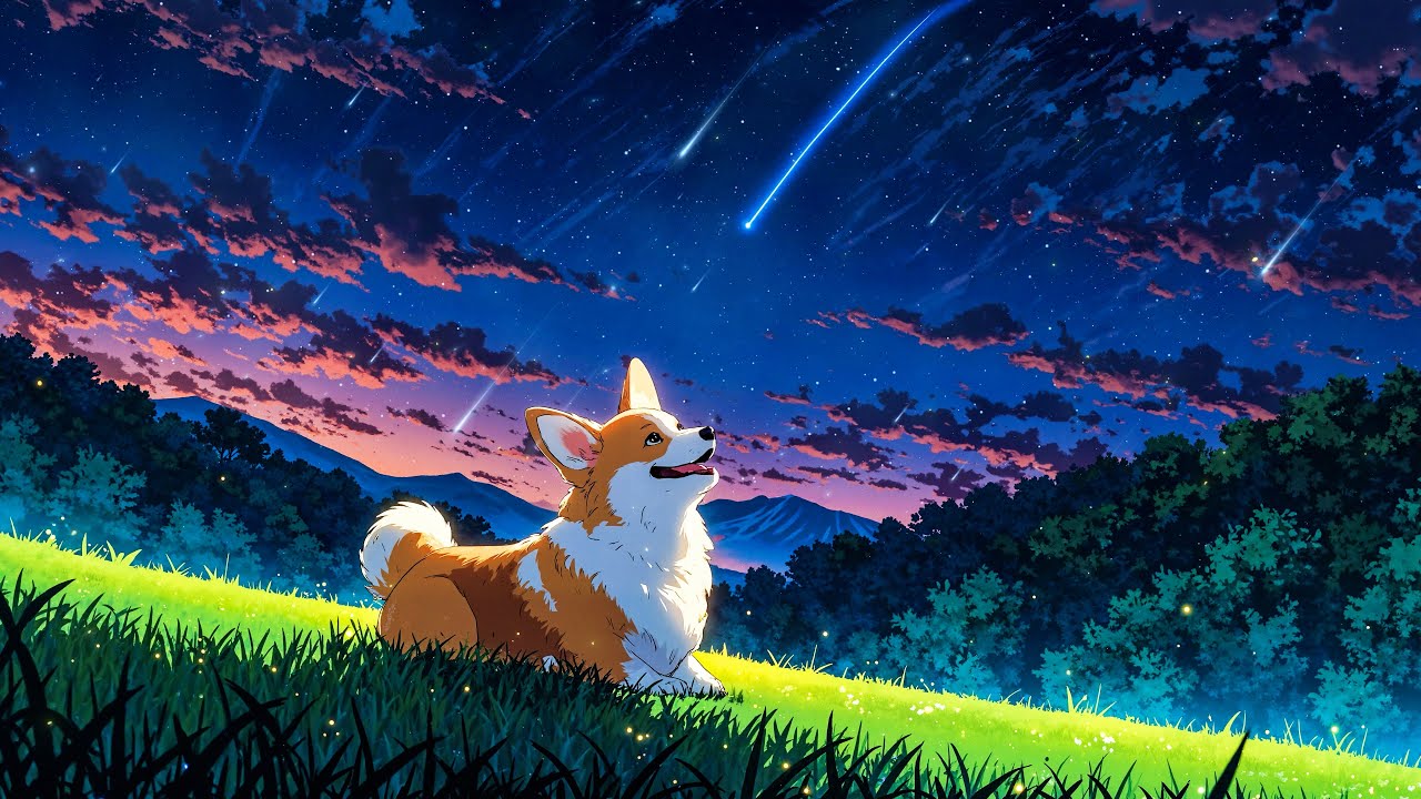 Peaceful Spring Nights 🌠 Dreamy Lofi Songs 🌠 Corgi Lofi Dog Music To Feel Calm, Loved & Peaceful