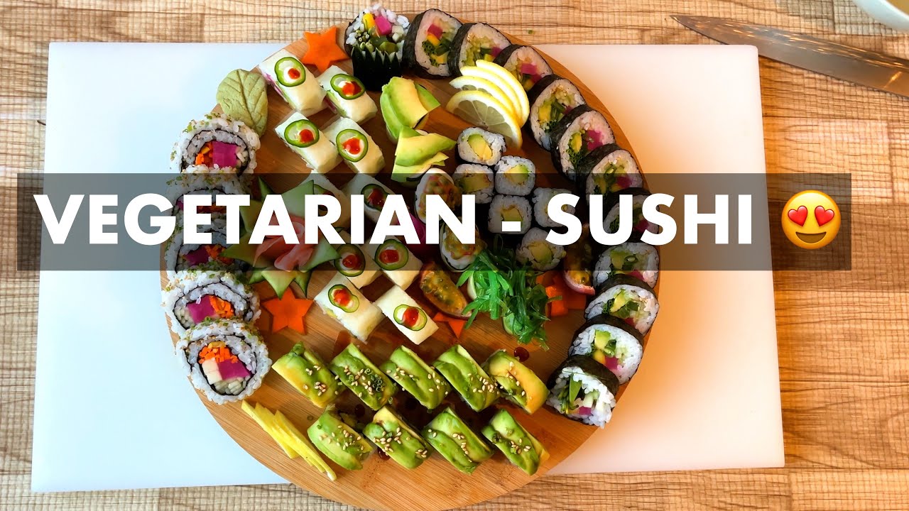 Vegetarian Sushi Combo (6 types of Vegetarian Sushi Rolls) with Simple Ingredients at home