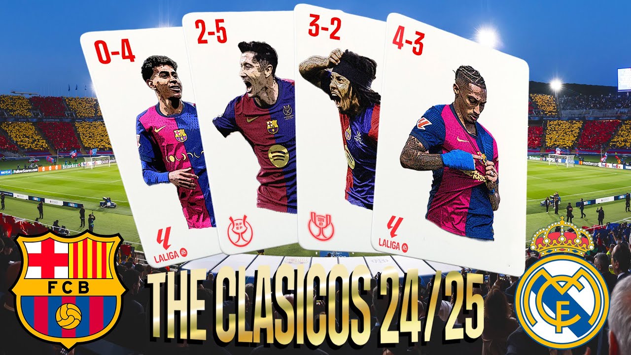 🔥🔥 THE BEST of the 4 GAMES of FC BARCELONA vs REAL MADRID this SEASON 24/25 * EL CLÁSICO * 🔵🔴