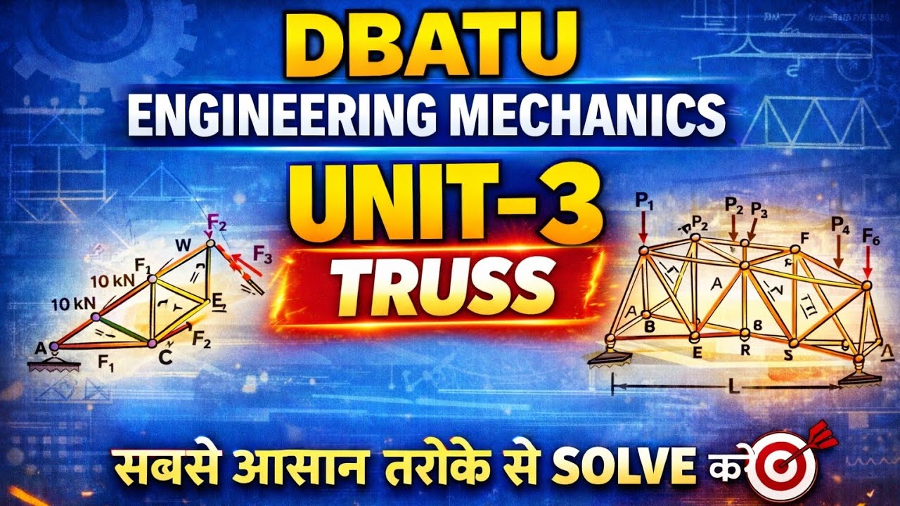 DBATU Engineering Mechanics Truss One Shot  | Truss Numericals | EM Notes