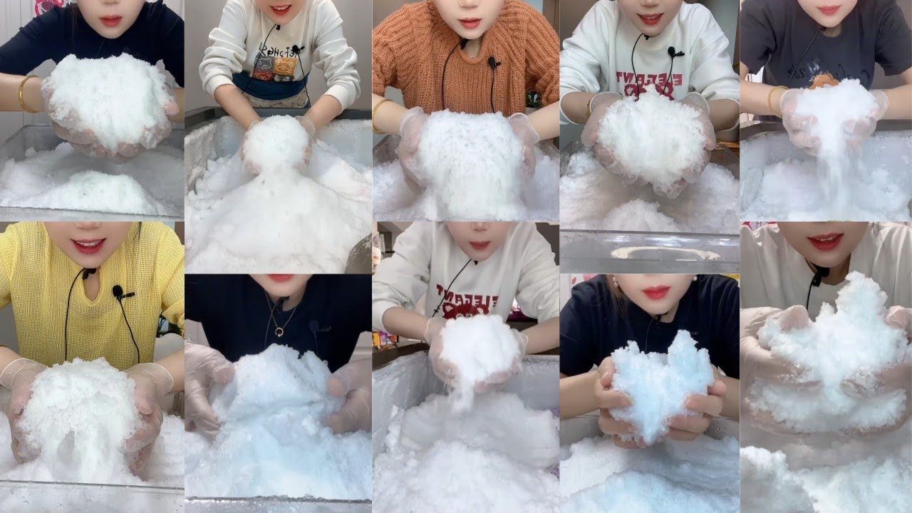ONLY BITES🔷YY'S SOLO SOFT SQUEAKY HANDSFUL🥶OF FREEZER FROST EATING COMPILATION🧊