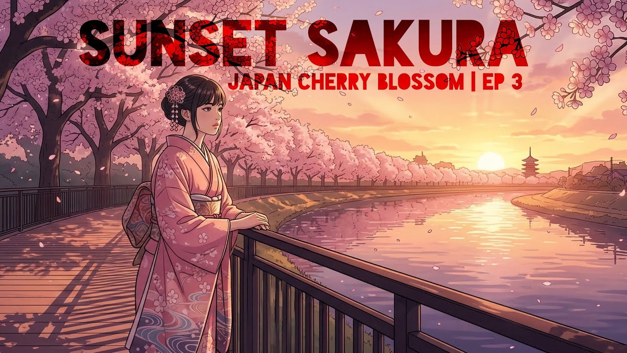 Sunset Hanami – Nostalgic Riverside [lo-fi / Japanese Koto and Felt Piano]