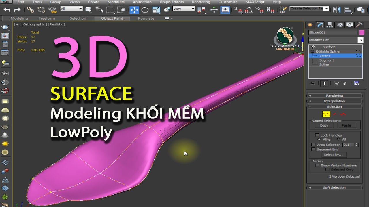 Surface Cách tạo khối Số 7 Modeling khối mềm 3D từ 2D vẽ nhanh thìa cafe chỉ 16 điểm lưới