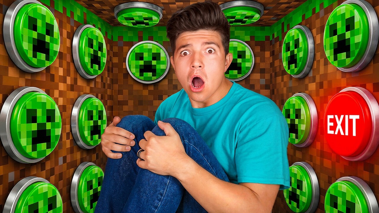 Trapped With 100 MINECRAFT Mystery Buttons!
