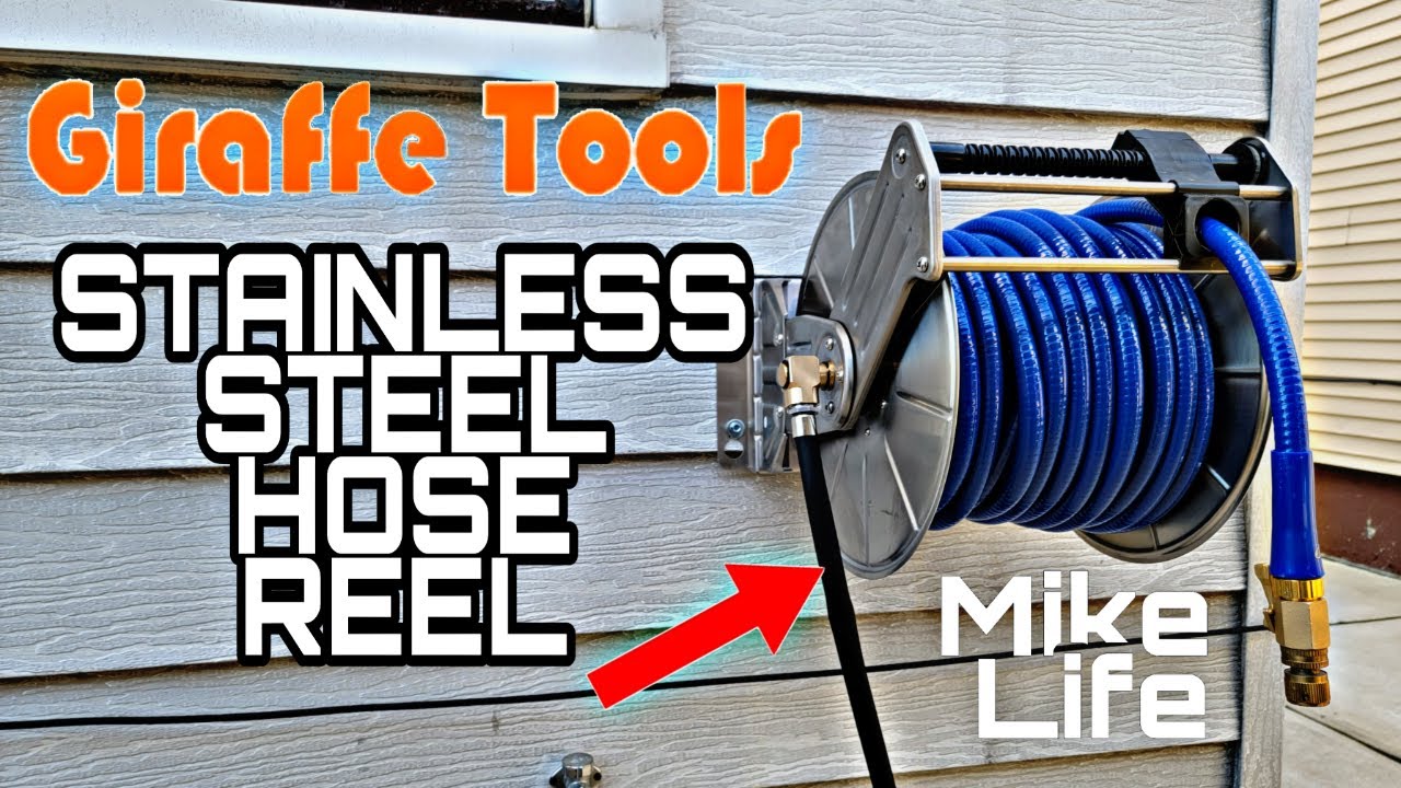 Giraffe Tools Stainless Steel Hose Reel & Reinforced Garden Hose!