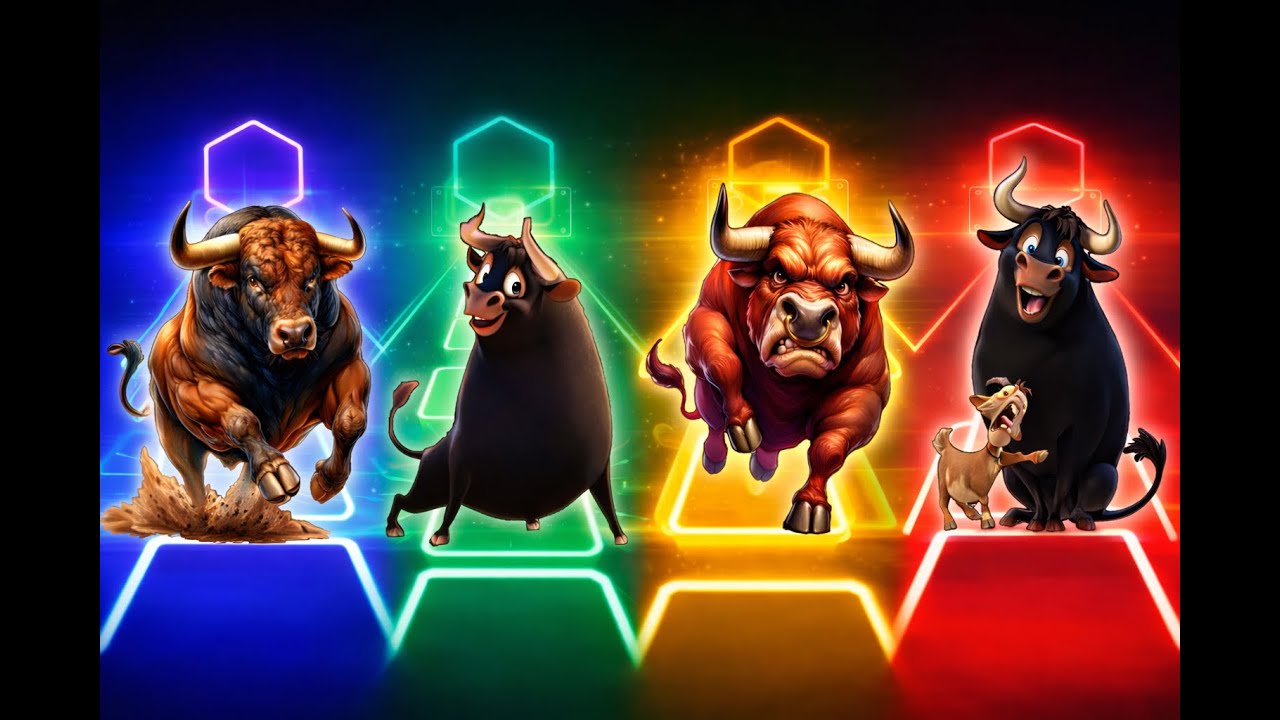 Bulls Run Tiles Hop 🐂🔥 | Neon Animal Challenge
