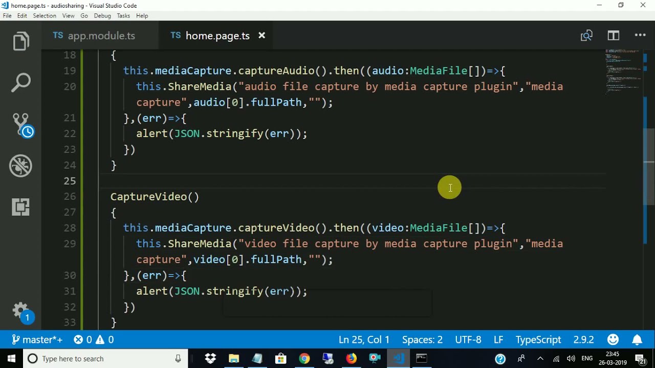 voice recording , video recording and image captured sharing in ionic4.