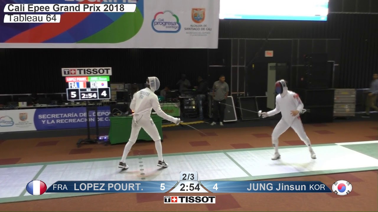FE 2018 113 T64 17 M E Individual Cali COL GP GREEN JUNG KOR vs LOPEZ POURTIER FRA
