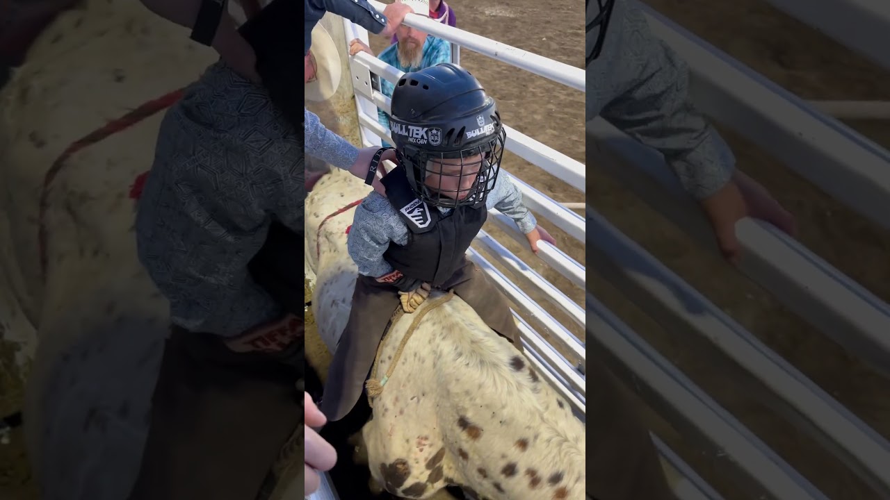 Rodeo time! Second ride for this cowboy! He&rsquo;s learning the way. #rodeo #bullriders #cowboy#ride