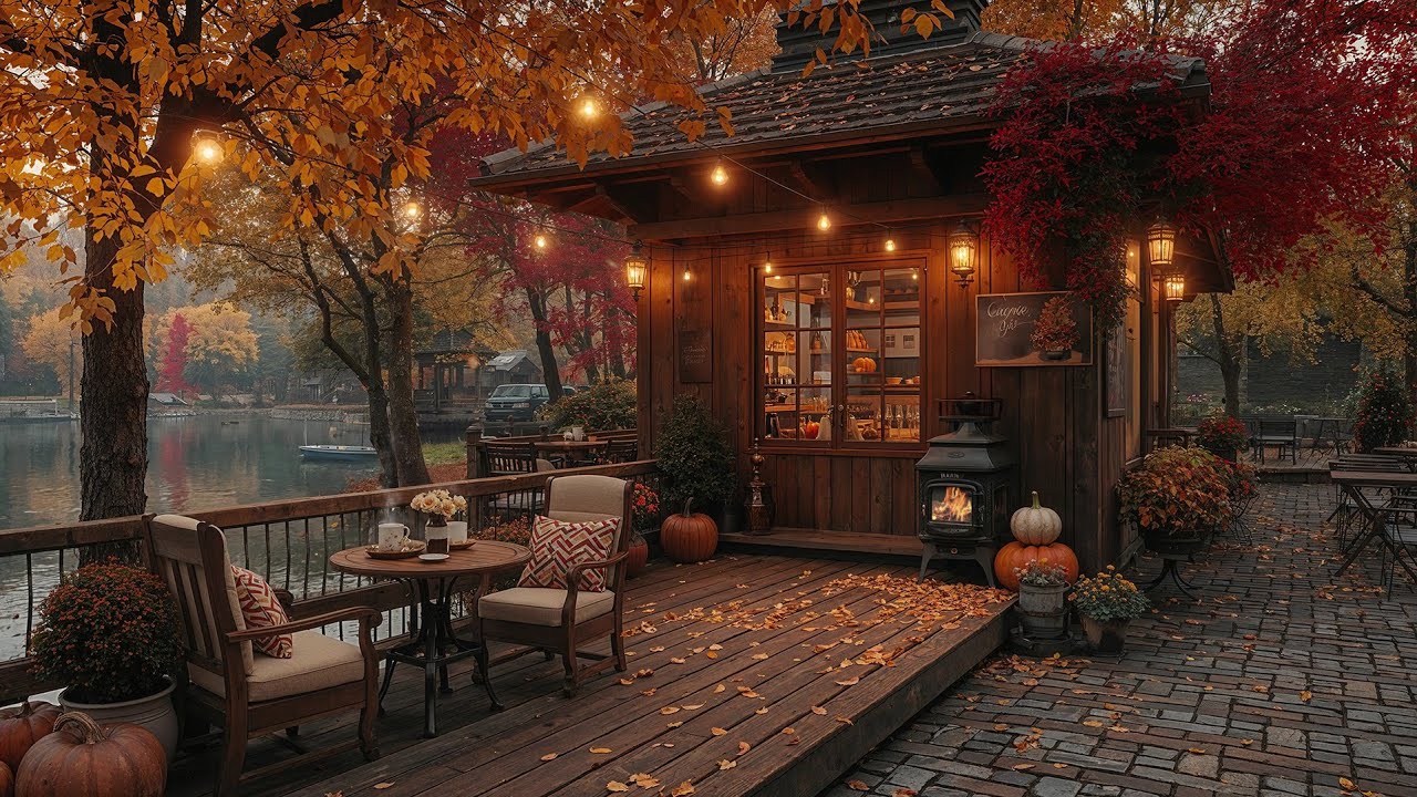 Autumn Coffee Shop Ambience with Sweet Jazz Music for Mood Booster, Study, Relax