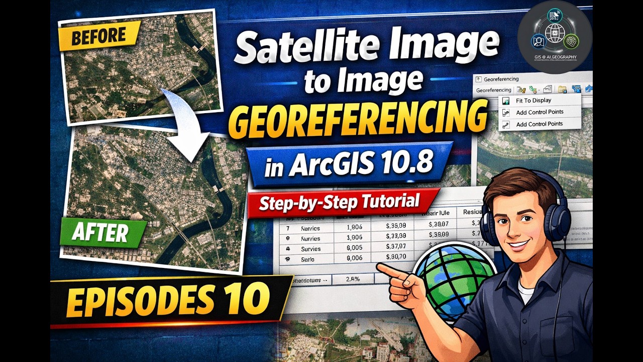 Satellite image to image georeferencing in arcgis 10.8 I EPISODES 10