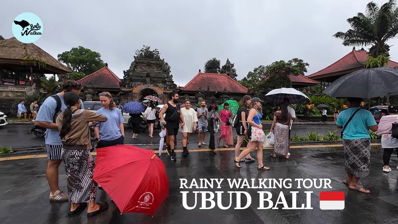 Ubud Bali Rain Walk | Relaxing Walk Around Ubud Downtown During Rain Bali Today 2025