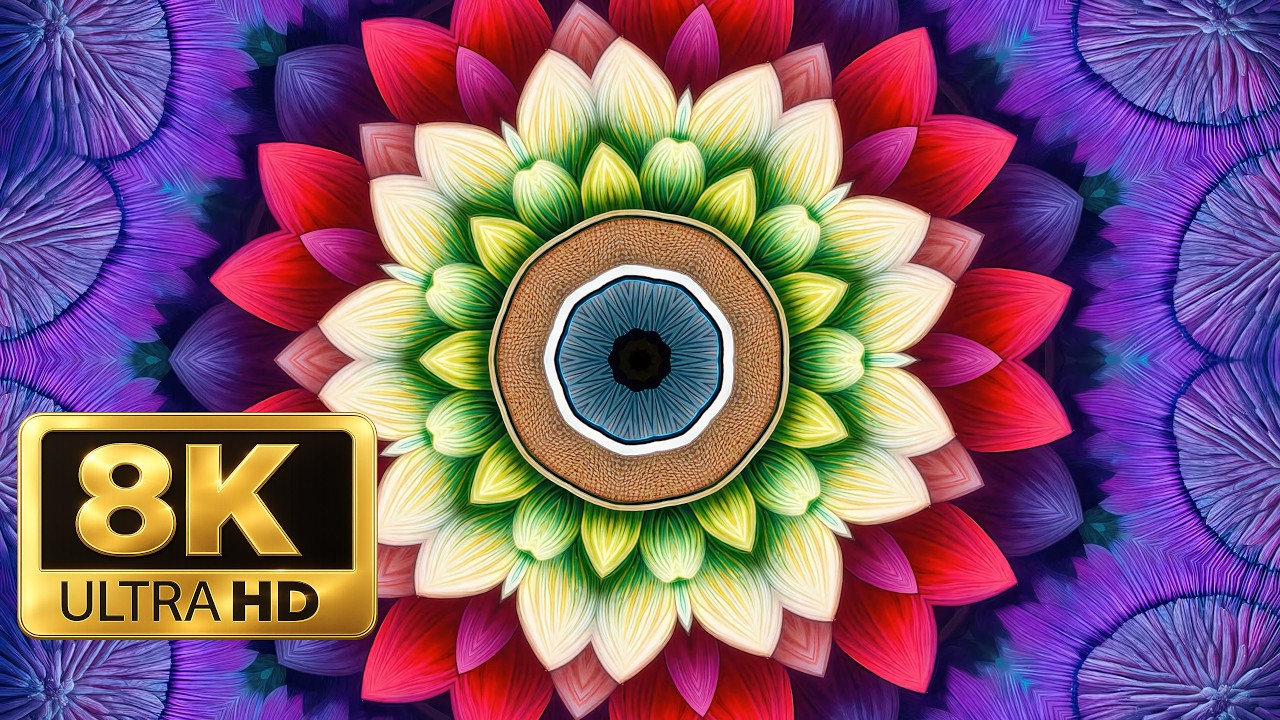 FREE 8K 4K 60p Kaleidoscope Background Screensaver for Sleep and Studying - 1 Minute LOOP - 4 Hours