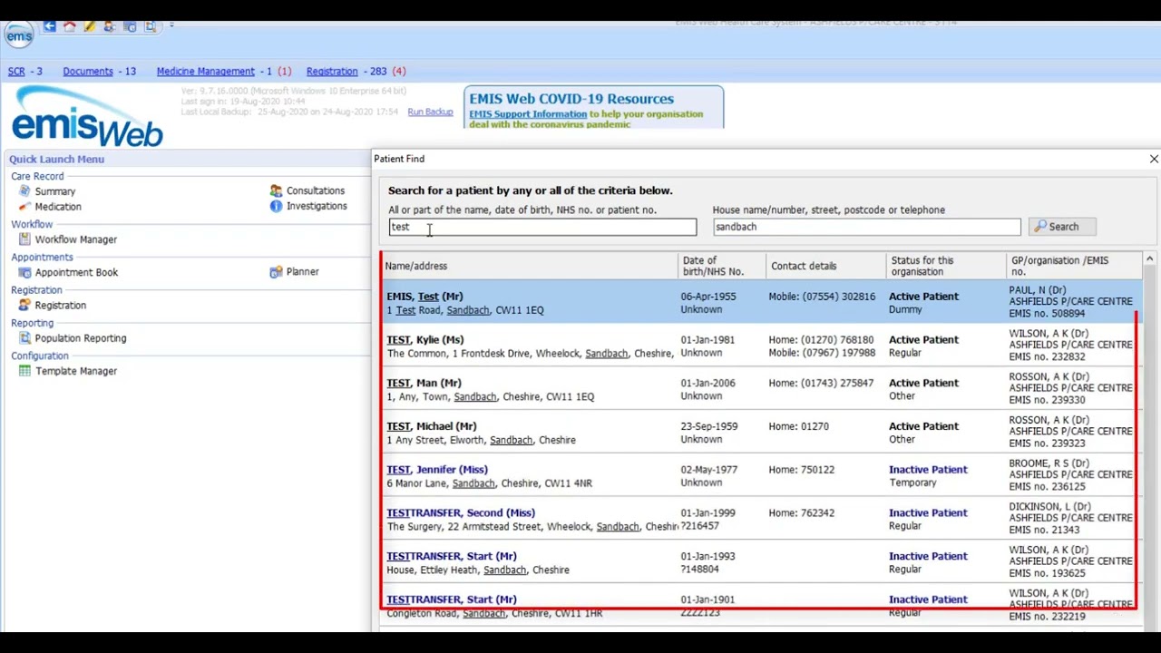 EMIS Web   Patient Find