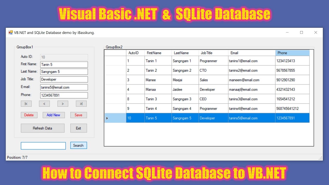 Programming in Visual Basic .NET - How to Connect VB.NET with SQLite Database