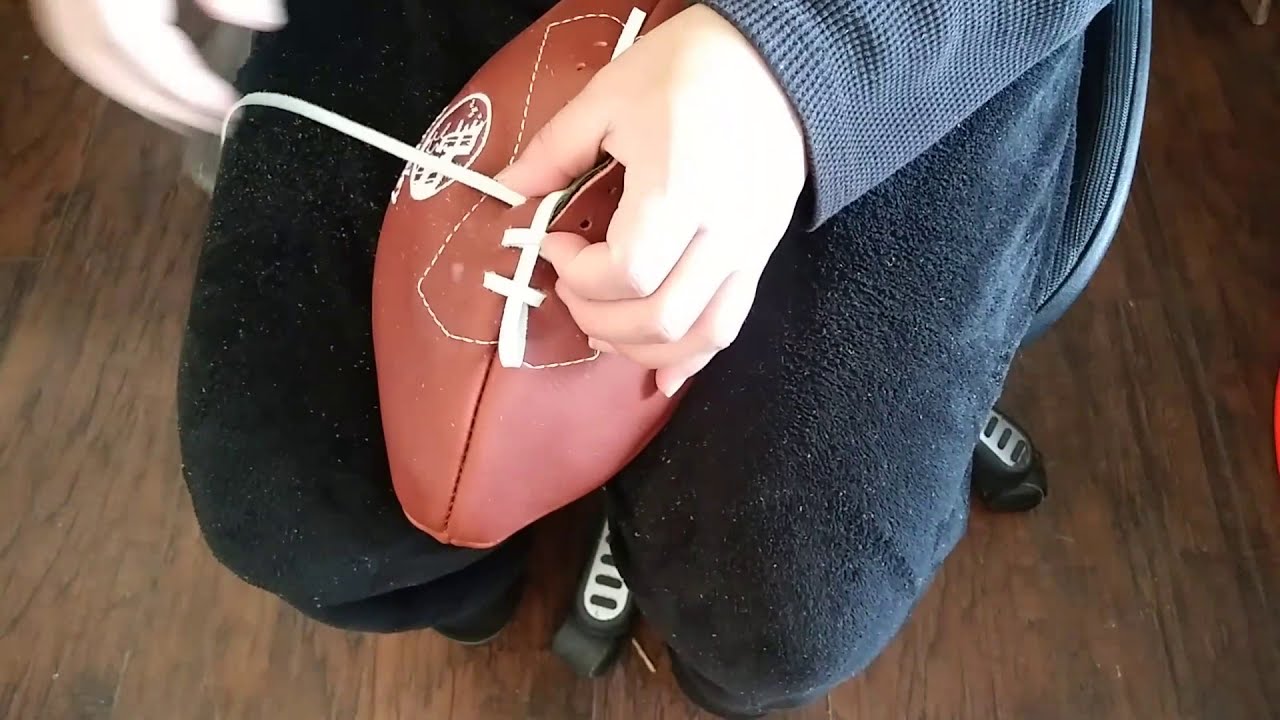 Making a leather football -How to- Sewing- Lacing a football