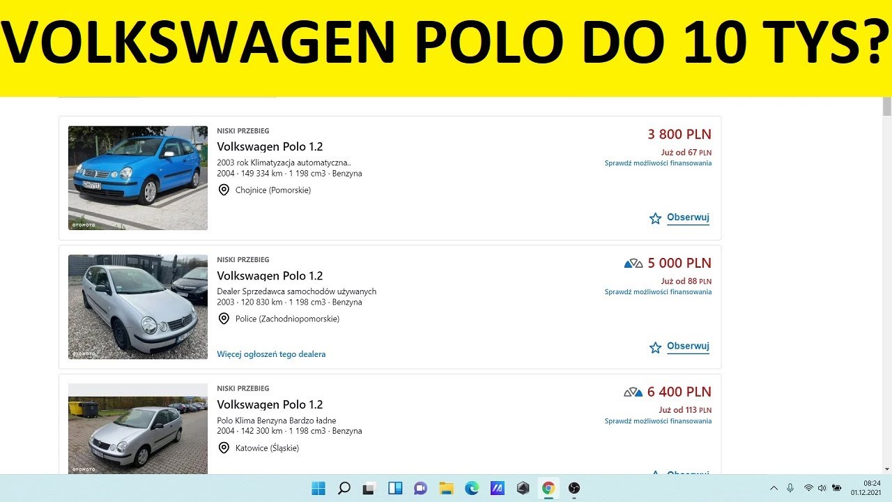 Volkswagen Polo do 10 tys? Auta do 10000! Kupujemy samoch&oacute;d do 10 tys! Przegląd aktualnych ogłoszeń!