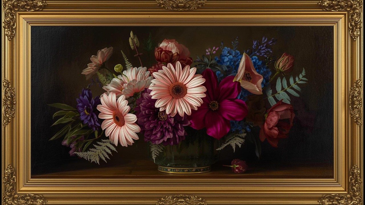 Vintage Dainty Floral Mood Wallpaper Background | Ultra HD 4K | Framed Original Digital Art