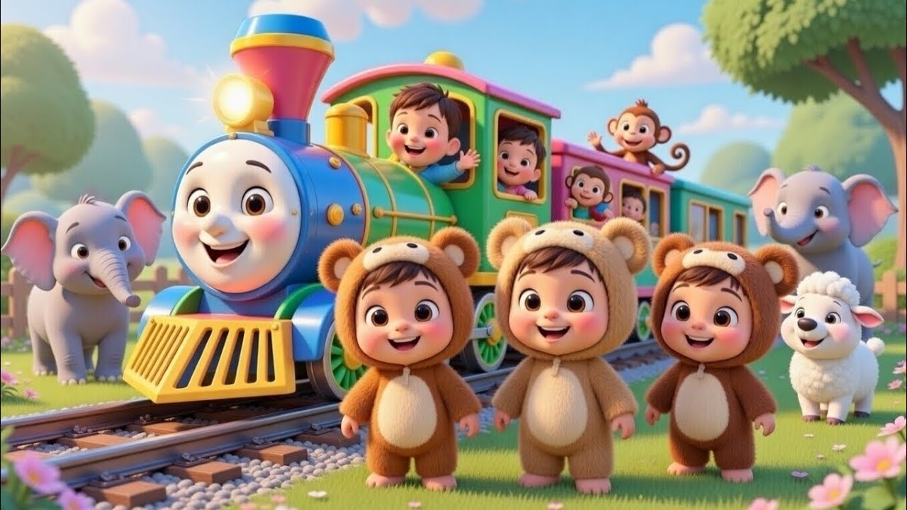 The bell on the train goes ding ding ding ! Rhymes for kids !