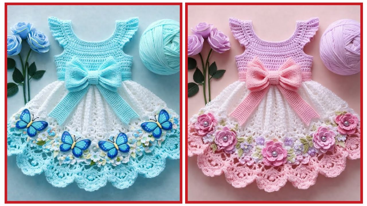 Very much beautiful crochet kids frocks 