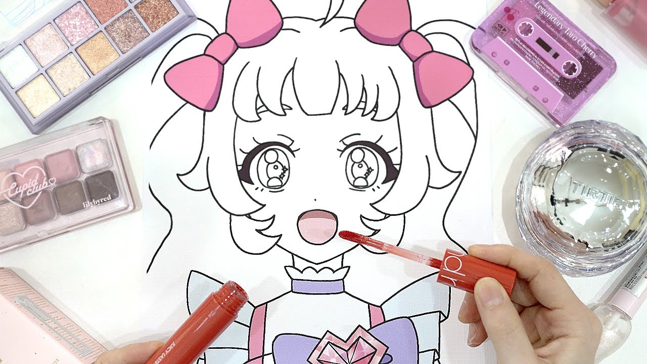 ひみつのアイプリを大人気コスメで【ぬりえメイク】したらかわいすぎた！！