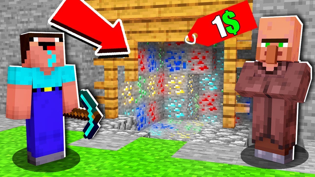 Minecraft NOOB vs PRO: WHY VILLAGER SELL THIS MINE NOOB FOR 1$? 100% TROLLING TREASURE ONE DOLLAR