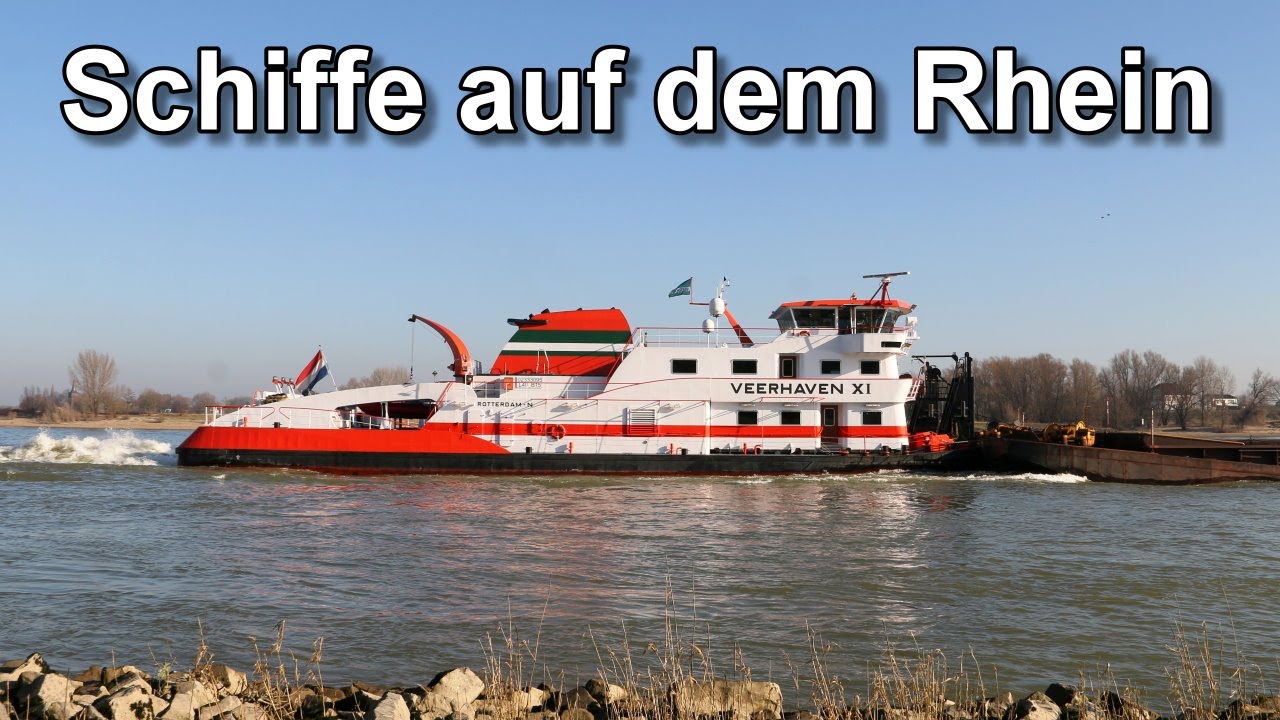 Schiffe auf dem Rhein - Schubverband - Binnenschifffahrt
