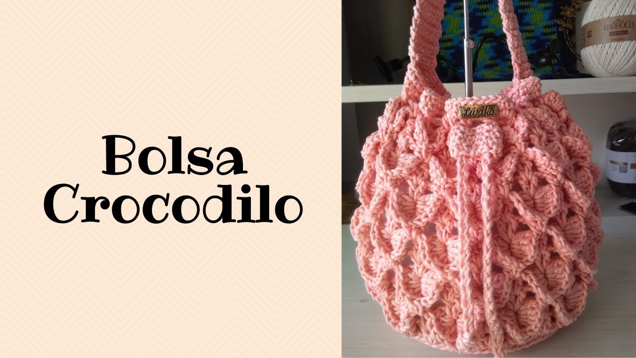 Bolsa de crochê ponto Crocodilo