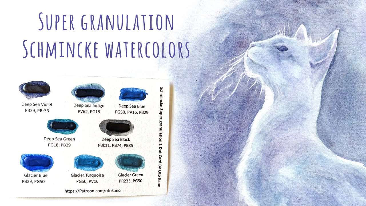 Super Granulation Schmincke Watercolors * Swatching and Painting a Cat
