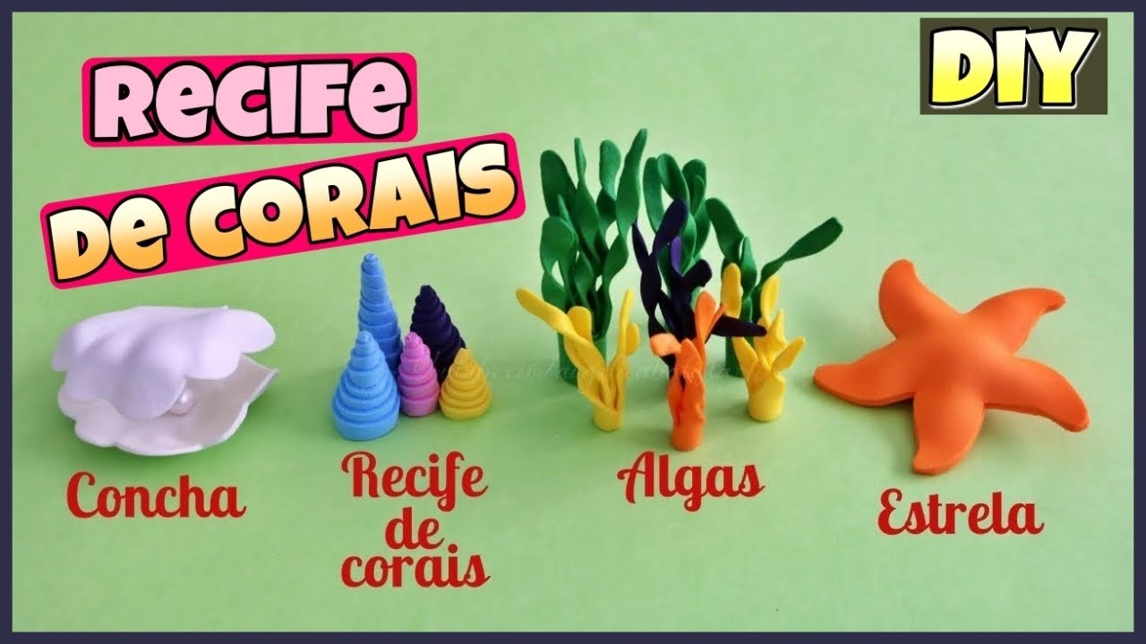 Como fazer  Recife de Corais🌊 DECORAÇÃO fundo do mar| Algas marinhas- Estrela- Concha| Festa simples