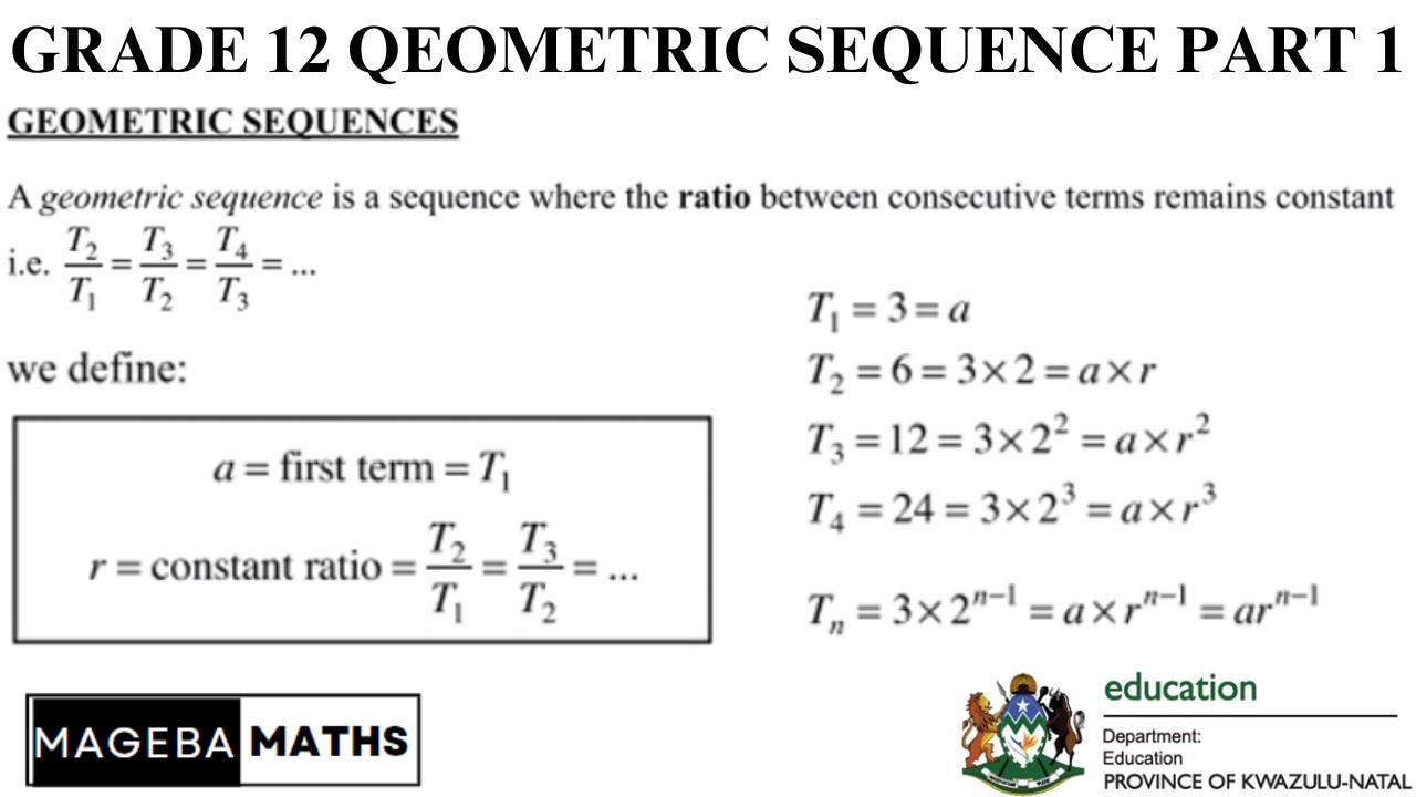 Grade 12 | Geometric Sequence | General Formular | Finding Term | How many term | Part 1