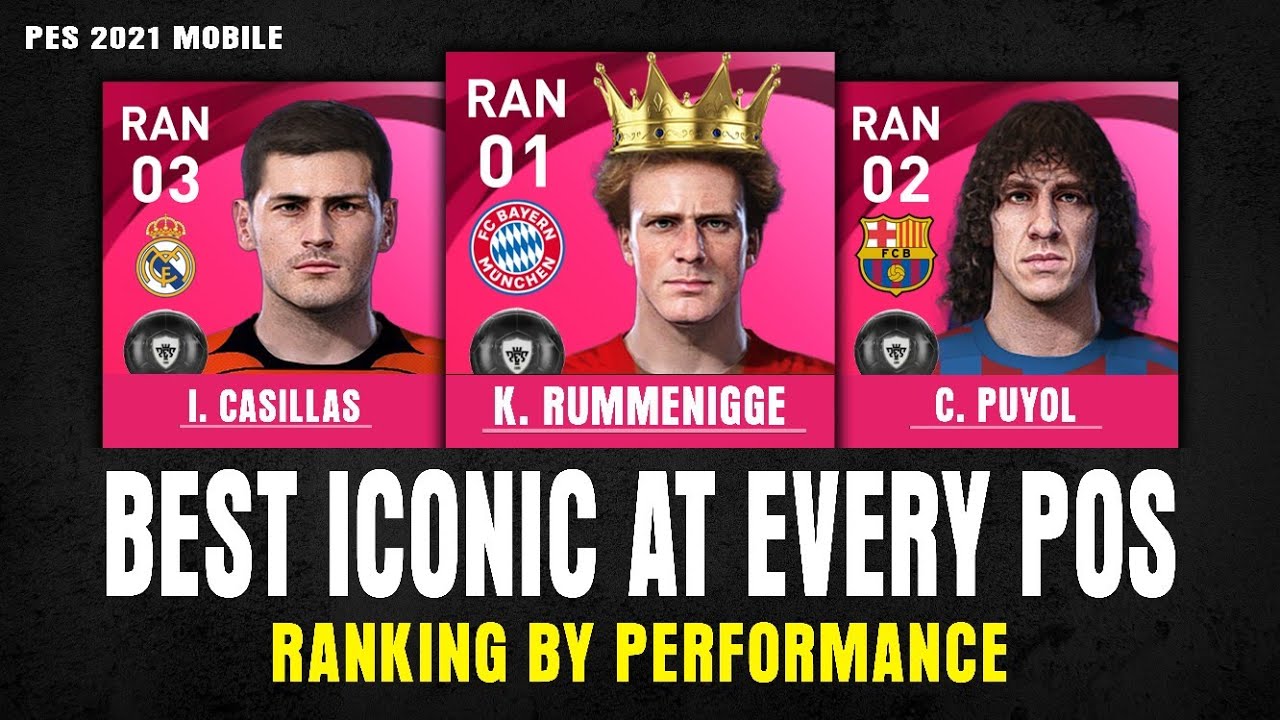 Ranking Best Iconic At Every Position Pes 2021 Mobile || Performance Based    👀||